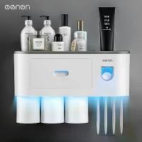 ราคา เครื่องบีบยาสีฟันอัตโนมัติ มีที่แขวนแปรงสีฟัน เก็บ แปรงสีฟันติดผนัง และชั้นวางของในห้องน้ำ กล่องเก็บ แปรงสีฟัน (1731498680569464719)