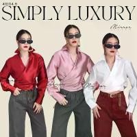 ราคา ️สินค้าขายดี️ MiRRoRSiSTER 's CoRaLANi SHiRT เสื้อเชิ้ตมีปก คอวีอกไขว้ทับกันทรงสวยมากมีสายยาวให้ผูกโบว์ที่ด้านหลัง มีบริการเก็บปลายทาง (1731634881586824927)