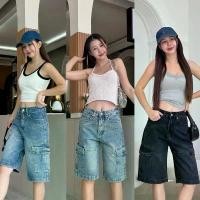 ราคา กางเกงยีนส์สามส่วนคาร์โก้ สินค้าแนะนำ baggy jeansผู้ชาย กางเกงยีนส์ขายาวผู้ชาย (1731633254210766436)