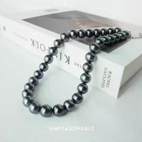 ราคา สร้อยคอมุกแก้ว 12 mm. ความยาว 16 นิ้ว สีดำเทา UA0849-01 Unreasonable Accessories (1732390486236759607)