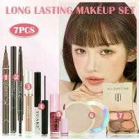 ราคา ชุดแต่งหน้าความงามครบชุด 7 ชิ้น/เซ็ต อายแชโดว์กลิตเตอร์ Platte + ดินสอเขียนคิ้ว + อายไลเนอร์ แป้งPen+Mascara+Concealer+Settingขนาดกะทัดรัด + ลิปกลอส 24H กันน้ำติดทนนาน (1729867742194862299)