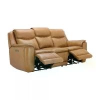 ราคา INDEX LIVING MALL โซฟาหนังแท้ผิวสัมผัสปรับระดับไฟฟ้า 3 ที่นั่ง รุ่นโลเรนโซ่ - สีโทแบคโค บราวน์ (1732096028590638136)