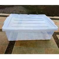 ราคา World class กล่องพลาสติกใสแบนมีฝาล็อค มีหูหิ้ว ขนาด 36x47x16cm. Food grade กล่องใส่ขนมคุกกี้ กล่องแบนสีขาวใสกล่องเก็บของ Storage Box (1732312606769973624)