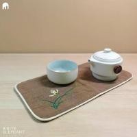 ราคา ผ้ารองชงชา ลายดอกกล้วยไม้ป่า เนื้อผ้าลินิน ซับน้ำดี ใช้ได้ 2 ด้าน [White Elephant Tea] ขนาด 29*14 ซม. (1730987352066525400)