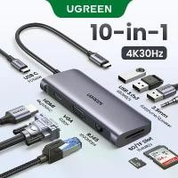ราคา [COD] [Tiktok]【4K 30Hz】UGREEN 10-in-1 5Gbps USB C Multiport Adapter HUB อุปกรณ์แปลงสัญญาณ HDMI RJ45 VGA for Macbook Air M3 Samsung S24 Ultra Model: 80133 (1732251911135134880)