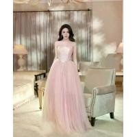 ราคา ชุดเดรส ราตรี เกาะอก สีชมพู สีครีม-ทอง LOVELYN Size S-M (1732339838758913191)