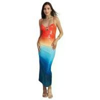 ราคา ชุดเดรส Cami สีไล่โทนสี สำหรับผู้หญิง แขนกุด สายสปาเก็ตตี้ คอวี บอดี้คอน เดรสยาว ดีไซน์ปลาดาว 3 มิติ (1732263361343294165)