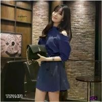 ราคา The Perfect Ladies ชุดเดรส เดรสเว้าไหล่ + สายผูกโบว์ แนะนำ (1731782045211133679)