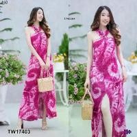 ราคา สินค้าขายดี The Perfect Ladies ชุดเดรส แม็กซี่เดรสคล้องคอลายมัดย้อม.. (1731366373964547978)