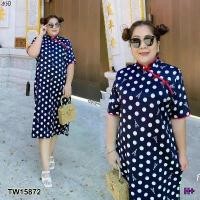 ราคา คลังสินค้า The Perfect Ladies ชุดเดรส เดรสคอจีน #BIGSIZE แต่งกระดุมจีนลายจุด#A9-2 (1731366558931125987)