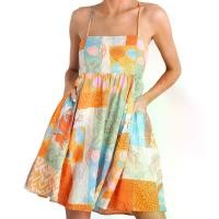 ราคา ชุดเดรส Cami ชายหาดฤดูร้อน, สำหรับผู้หญิง, แขนกุด, เปิดกลับ, พิมพ์ลายเปลือกหอยไขว้, ชุดเดรส (1731297306077988565)