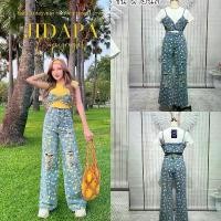 ราคา ชุดเซทสามชิ้น เสื้อยืด + เสื้อกั๊ก + กางเกงเอวสูง ลายดอกทานตะวัน งานป้าย chalita ที่นิยมมากที่สุด (1732159280129017175)