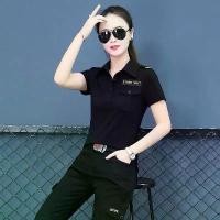 ราคา เสื้อยืด ลายพราง แขนสั้น ฤดูร้อน มาใหม่ สำหรับผู้หญิง เสื้อคอปกสีดำ ชุดเต้นรำกะลาสี ทรงสลิมฟิต เสื้อยืด สีเขียวทหาร มีออฟติก (1732103095387917230)