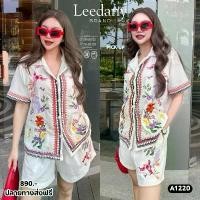 ราคา A1220 ชุดเซต เสื้อ + กางเกงขาสั้น ลินิน ปักลายนก (1732407544018929381)