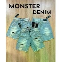 ราคา กางเกงขาสั้น Monster ยีนส์สีฟอกผ้าปะด้านในสวยลงตัว (1731082065909418925)
