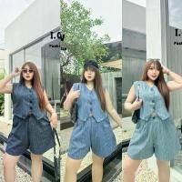 ราคา (LC) เซต2ชิ้น เสื้อกั้กคอวี+กางเกงขาสั้น ผ้ายีนส์ลายริ้ว เบสิค ใส่เที่ยว ใส่ทำงานได้ ดูดีมาก เสื้อผ้าสาวอวบอ้วน ไซส์ใหญ่ คําแนะนําผลิตภัณฑ์ใหม่ของเดือนนี้ (1732403629740360731)