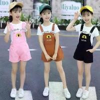 ราคา ชุดเอี๊ยมเด็กผู้หญิง สไตล์เกาหลี ชุดทูพีซ เหมาะสำหรับเด็กผู้หญิงสูงอายุ เสื้อยืดนักเรียน กางเกงขาสั้น ชุดเอี๊ยมฤดูร้อน (1732162328962762331)