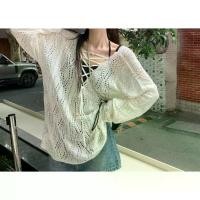 ราคา เสื้อสเวตเตอร์ ลูกไม้ขึ้น สีขาว แขนยาว เสื้อเชิ้ต (1731949008037186323)