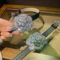 ราคา สร้อยคอ ดอกไม้ เพชรเต็ม โชคเกอร์ เข็มขัดสีดำ (1731925389113329381)
