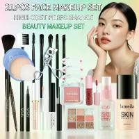ราคา ชุดแต่งหน้า 20 ชิ้น ประกอบด้วย สเปรย์แต่งหน้า แป้งกด รองพื้นชนิดน้ำ อายแชโดว์ อายไลเนอร์ มาสคาร่า คอนซีลเลอร์ บลัชออน และดินสอเขียนคิ้ว รวมแปรงแต่งหน้า 7 ชิ้น และการ์ดคิ้ว มอยส์เ (1731878608462382963)