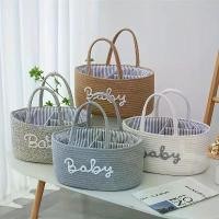 ราคา ตะกร้าเก็บของแบบทอ, ตะกร้าเก็บของแบบพกพา, สำหรับขวดนมเด็กและผ้าอ้อม, กระเป๋าแม่, เหมาะสำหรับห้องนอน, ห้องครัว, และที่เก็บเครื่องประดับในห้องน้ำ, ตะกร้าเก็บของบนโต๊ะอาหาร, 1 ชิ้น (1732446049443677753)