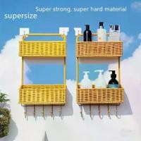 ราคา ตะกร้าแขวนพลาสติกสไตล์โบฮีเมียน 2 ชั้น พร้อมตะขอ ไม่มีการเจาะ โซลูชันการจัดเก็บติดผนัง เหมาะสำหรับห้องครัว ห้องน้ำ และห้องน้ำ ออแกไนเซอร์ประหยัดพื้นที่สำหรับเครื่องใช้ เครื่องเทศ (1732276461626098863)