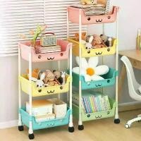 ราคา ชั้นวางของลายการ์ตูน สีสันสดใส ชั้นวางล้อ ชั้นวางอเนกประสงค์ ชั้นวางตั้งพื้น ใช้ในครัวเรือน รถเข็นแบบหลายระดับ พร้อมดีไซน์หน้ายิ้ม ของว่าง เหมาะสำหรับหอพัก (1732195459944908473)