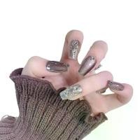 ราคา กาแฟ แฮนด์แคทอาย เพ้นท์เล็บ ราชินีโซระ ทำด้วยมือ เทรนด์ฤดูใบไม้ร่วงฤดูหนาว เข็มกลัด เล็บสวมใส่ได้ มีไซส์ XS S M L ดีไซน์ระยิบระยับ หรูหรา น่ารัก และเซ็กซี่ เล็บสั้นนูน (1732253813168113489)