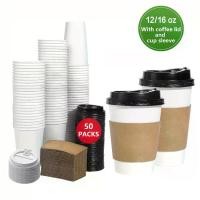 ราคา ถ้วยกาแฟสีขาว 50 แพ็ค พร้อมฝาโดมสีขาวและแขนสีน้ำตาล ถ้วยกาแฟกระดาษแบบใช้แล้วทิ้ง 12/16 ออนซ์ พร้อมฝาสีดำ เหมาะสำหรับช็อกโกแลตร้อน ชา และเครื่องดื่มอื่นๆ ถ้วย Takeaway เหมาะสำหรับ (1732354381993772067)