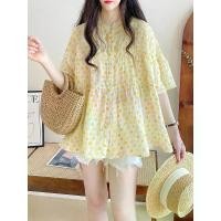 ราคา เสื้อท็อปเสื้อตุ๊กตาสำหรับผู้หญิง ดีไซน์มีสไตล์ แฟชั่นใหม่ 2025 เสื้อเชิ้ตแขนสั้นลายจุดศิลปะ การเดินทาง A-Line หลายชั้น (1731992271877407995)