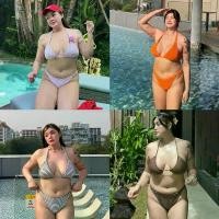 ราคา ss summer bikini Plus-size Bikini Swimsuit V-neck High-cut Waistline Looks Great on Curvy Girls (1731773513871034238)