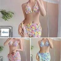 ราคา พร้อมส่ง. Set of 3 pieces of bikini + floral cover, cute strap, don't miss it (1731767281245914548)