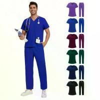 ราคา ชุดเครื่องแบบ 2 ชิ้น Mans Scrub Set Nurse Beauty Salon Workwear Scrubs Top Pants Set Spa Doctor Nursing Suit (1731953771176429079)