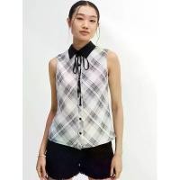 ราคา [Pomelo] เสื้อแขนกุดลายสก็อต / Scott Bow Tie Tank Top (1730546649677072475)