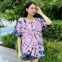 ราคา เสื้อมัดย้อมสีสด UNISEX | TIE DYE T-SHIRT | ผ้า Cotton100% - KT158-มันเทศ(แดงอ่อน-ดำ) (1729709724791900501)