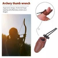 ราคา หนังวัวอ่อน Recurve Bow Arrow Finger Tip Protector ฝึกยิงธนูการล่าสัตว์อุปกรณ์เสริม Thumb Ring Tab (1732325492973602401)