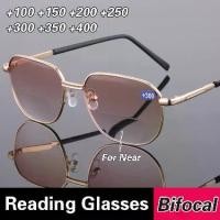 ราคา Dawn Glasses-+100 ถึง +400 แว่นตาอ่านหนังสือแบบใช้คู่แบบสองโฟกัสสำหรับระยะไกลและระยะใกล้ แว่นตาสายตายาวตามวัยแฟชั่นสามารถมองเห็นได้ไกลและใกล้ (1730913720028793327)