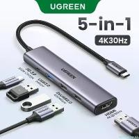 ราคา agencyshoprich แบบพกพา UGREEN 5 in 1 USB C Hub 4K HDMI 100W PD for Macbook Air M3 Samsung S24 Ultra Model: 15495 (1731139370386361091)