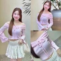 ราคา Sodsai.bkk | Pink milk เสื้อปาดไหล่แขนกระดิ่ง ผูกโบว์น่ารักๆ มีบริการเก็บปลายทาง (1731390065931617521)