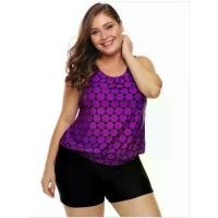 ราคา ชุดว่ายน้ำไซส์ใหญ่ ทูพีชพร้อมส่ง :ชุดว่ายน้ำคนอ้วน สีม่วงแต่งลายวงกลมมาพร้อมกางเกงขาสั้น สีสันสดใสแบบสวย sexyมากๆจ้า ออกกำลังกาย กีฬา Swimming Sport เสื้อ Workout Women ผู้หญิง Clothing (1731247328380