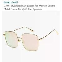 ราคา แว่นกันแดด GAMT Oversized Sunglasses for Women Square Metal Frame Candy Colors Eyewear. 58mm แฟชั่น (1732379211673405177)