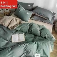 ราคา XWGBTI LZD 4 in 1 Bedding Sets Fashion Solid Color Comforter Quilt Cover Flat Mattress Protector Bed Cover Sheet Set with 2 Pillowcase Single Queen King Size ขาย ร้อน (1732239449393563242)