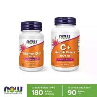 ราคา [ซื้อคู่ ถูกกว่า] Now Foods Vitamin D3+Vitamin C (Vitamin D3 400 IU 180 Caps + C Plus Acerola Cherry 1000 mg 90 Caps) - นาวฟู้ดส์ วิตามินดี 3 400IU+ซี พลัส อะเซโรล่า เชอรี่ และ ซ (1731530101543437739)