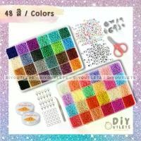 ราคา ลูกปัดยกเซ็ต ลูกปัดแบบเป็นเซ็ท ชุดลูกปัดเม็ดทราย 2 มิล 48 สี ลูกปัดแก้ว ชุดลูกปัดแฮนด์เมด Glass Seed Beads พร้อมอุปกรณ์ร้อยลูกปัด diy ร้อยทำแหวนเอง ร้อยกำไล ร้อยสร้อยข้อมือ สร้อยคอ สายคล้องแมส (172961