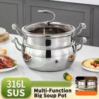 ราคา หม้อซุปขนาดใหญ่ มัลติฟังก์ชั่น สแตนเลส 316 พร้อมหม้อนึ่งสองชั้น หนา เหมาะสำหรับเตาแม่เหล็กไฟฟ้า สำหรับทำอาหารสุขภาพ ในครัวบ้าน กระทะเทฟล่อนมืออาชีพ ป้องกันคราบ ต้านทานควันไฟ cast (1732295638344303938)