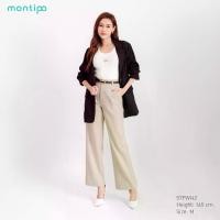 ราคา Montipa กางเกงทรงกระบอกใหญ่ กระดุมและซิปหน้า ดีเทลจีบหน้าและฝากระเป๋าด้านหลัง ผ้า Super Iron Free 57PWI42 (1732323401226553004)