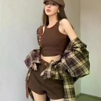 ราคา เสื้อเชิ้ต ลายสก็อต แขนยาว สไตล์เรโทเ ส ื ้ อ ส ง ก ร า น ต ์ ผ ู ้ ห ญ ิ ง เสื้อครอป y2k blouses & shirts เสื้อเชิ้ตซาติน เสื้อคอปาด เสื้อกั๊กแขนกุ เสื้อกราม เสื้อ ชีฟอง ทูโทน (1732302603061462742)