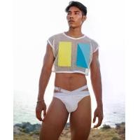 ราคา T129 crop top men's style.. เสื้อครอปผ้าตาข่าย แขนกุด Awesome sport (1729904188582758863)