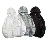 ราคา TS MEN เสื้อแจ็คเก็ตคลุมมีหมวก เสื้อหนาวแขนยาวมีหมวก การออกแบบภาษาอังกฤษสามมิติ คุณภาพสูง สีดำ/สีขาว/สีเทา NT51 เสื้อสเวตเตอร์ผู้ชาย Men's sweatshirts (1732192308552436216)