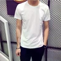 ราคา TS เสื้อยืดคอกลมแขนสั้น ผู้ชาย สีล้วน Men's Short Sleeve T-Shirt （สีขาว）รุ่น 0019 (1731605957862327306)